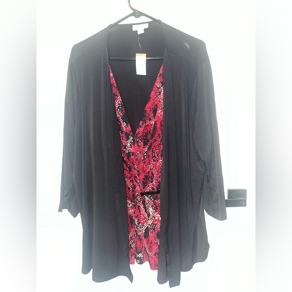 New Jackelin Smith Collection  Top Blouse women SIZE 3x Black/red